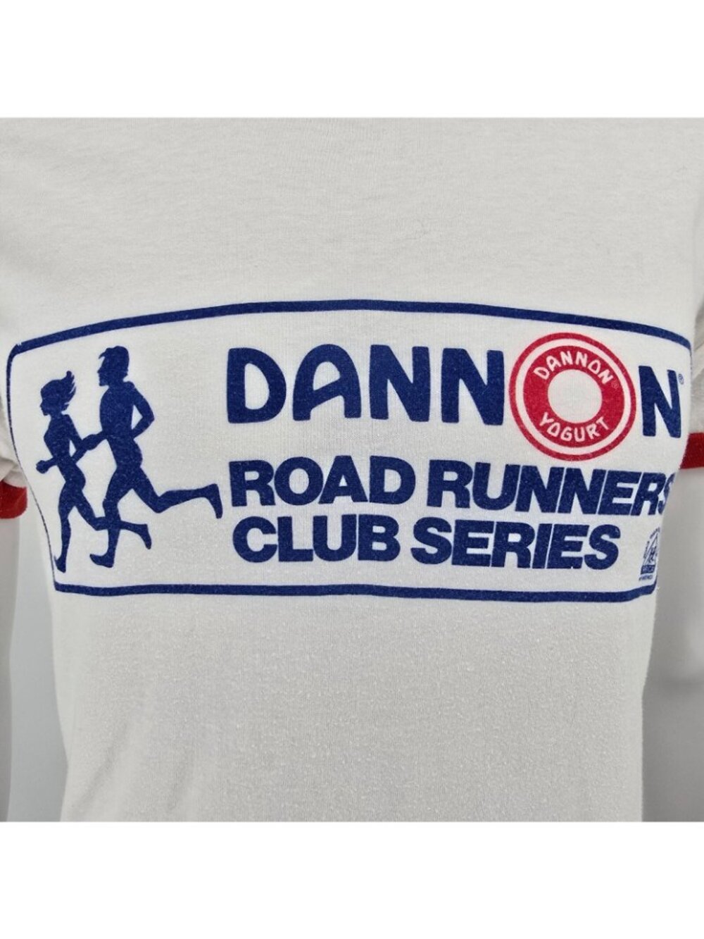 Vintage 1980s Dannon Road Runners Club Hartford 6.4 Miles Ringer T-Shirt (S) - Picture 2 of 13